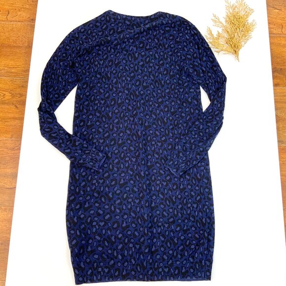 Little Mark Jacobs Girls Navy Blue Leopard Printed Sweater Dress Sz 12 - Picture 13 of 16